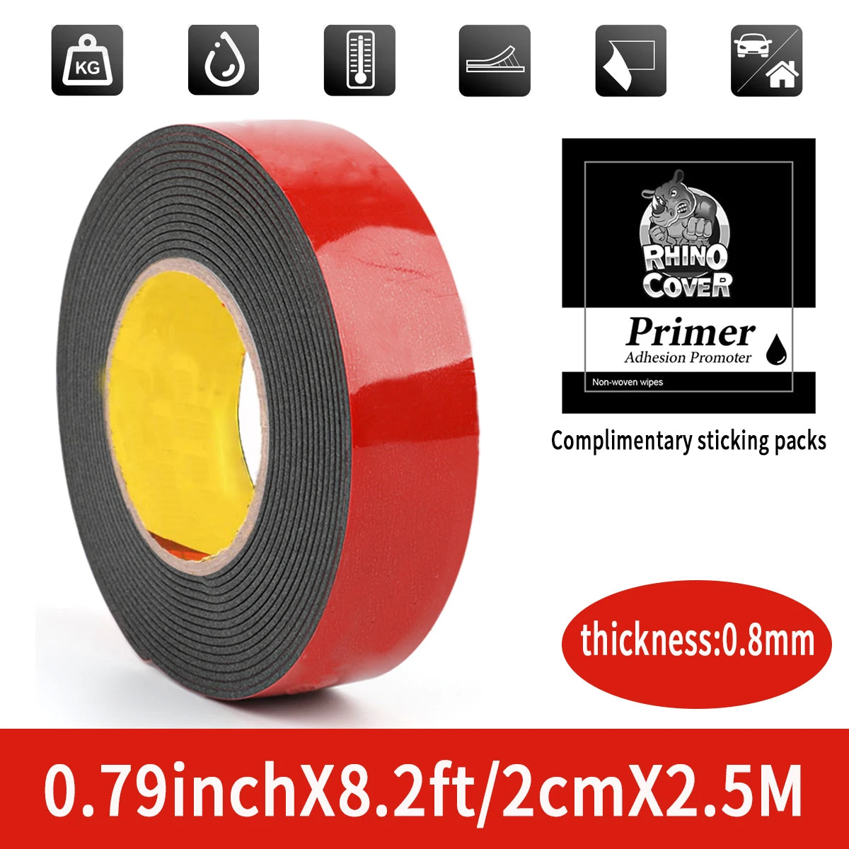 Strong Double Sided Adhesive Tape With High Viscosity For Automotive Use High Temperature Resistant Fixed Adhesive Patch Qme 2cmX2.5m