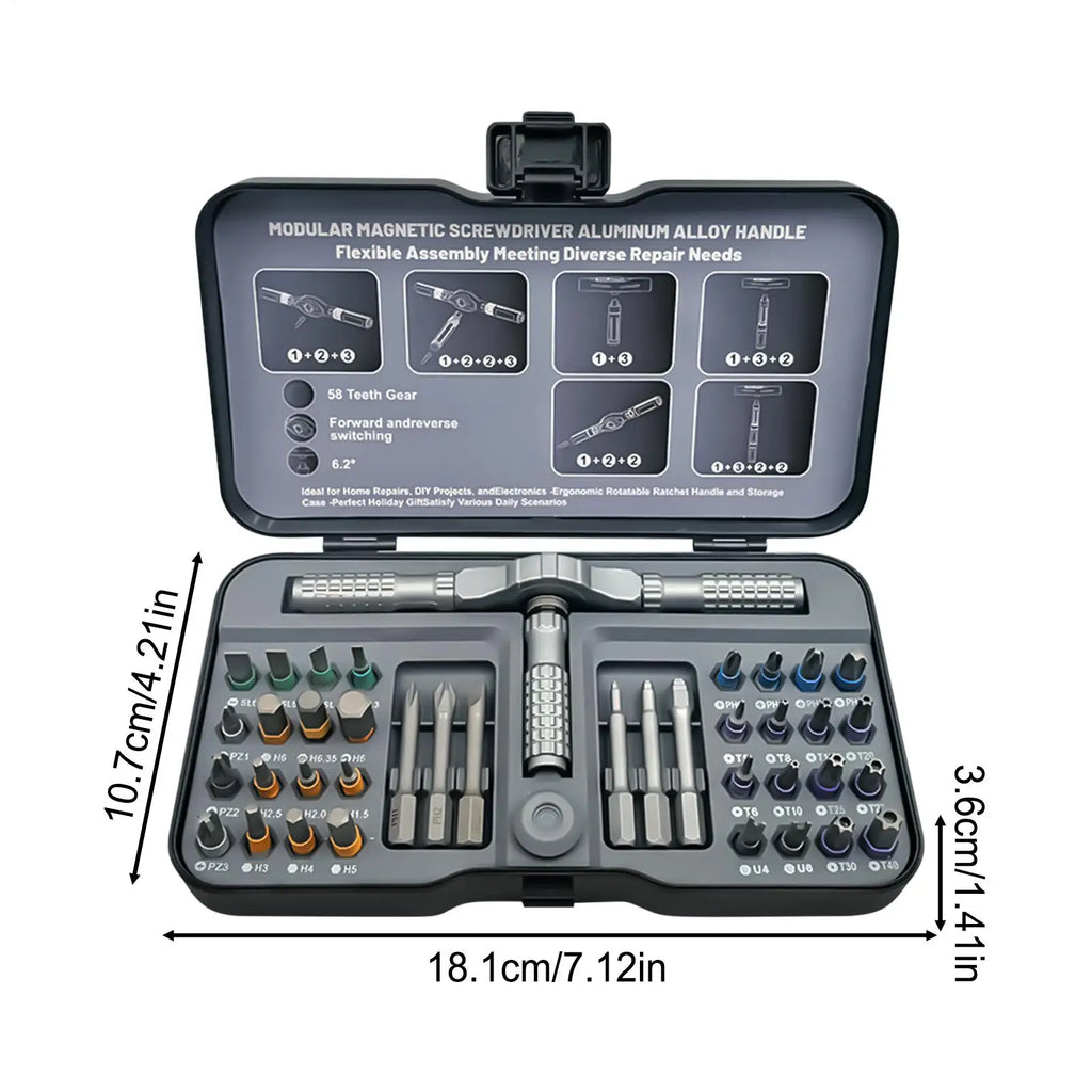 Ratcheting Screwdriver Set 42-in-1 Magnetic Ratchet With Precision Bits Electrician Screwdriver Set For Automotive Workshop Qme