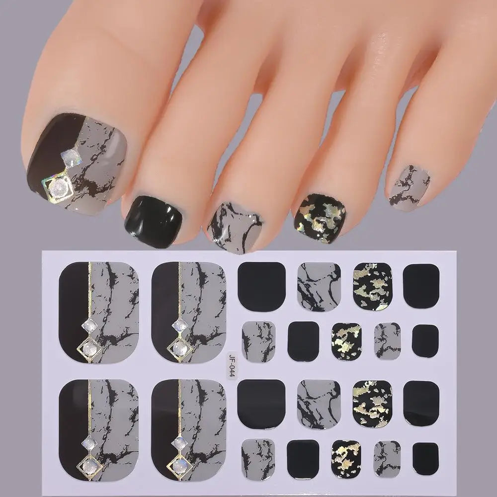 22tips Sheet Glitter Toenail Stickers Glittering Full Wraps Summer Qme N