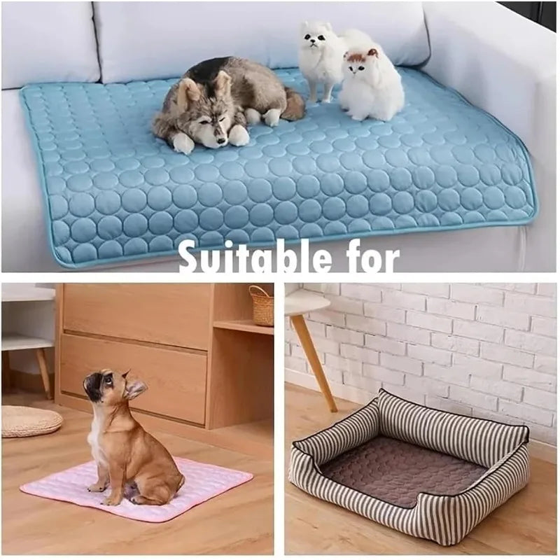 Summer Pet Cooling Mat Self Pad Dog Cat Waterproof Sleeping Bed Qme