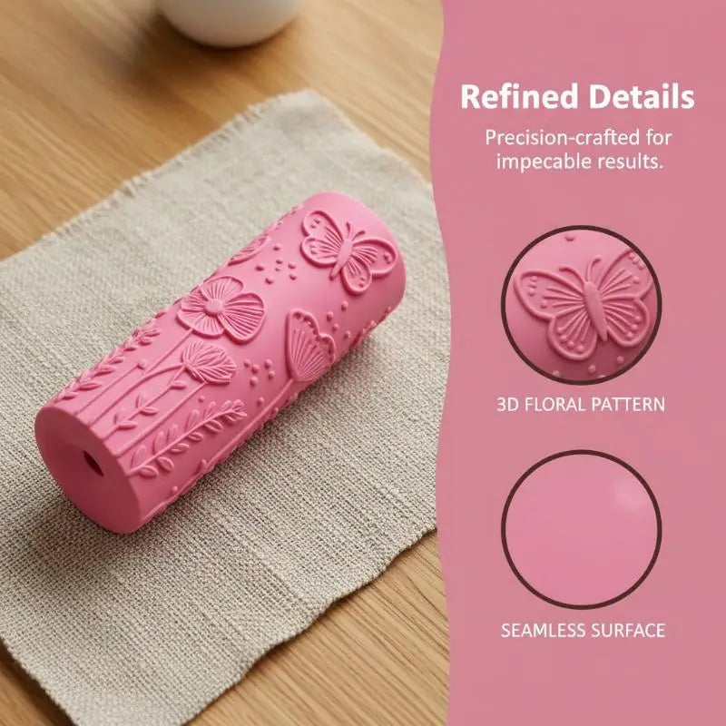 Floral Butterfly Texture Polymer Clay Roller Food-safe Ceramic Qme