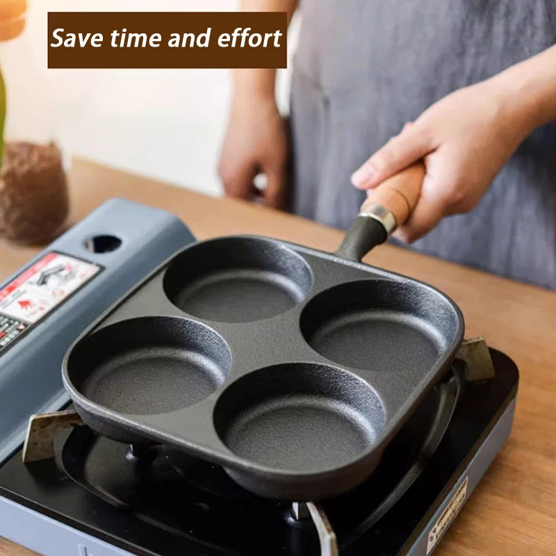 4-Hole Egg Frying Pan Nonstick Cookware Pans Omelet Pot Suitable Gas Qme