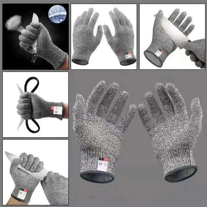 1 Pair Cut Resistant Gloves Food Grade Safety Cutting Level 5 Qme