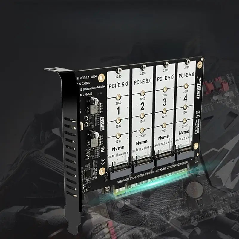 PCIE5 0 X16 Solution 4 Port NVME Drives Accommodates M 2 Sizes 2230 Qme