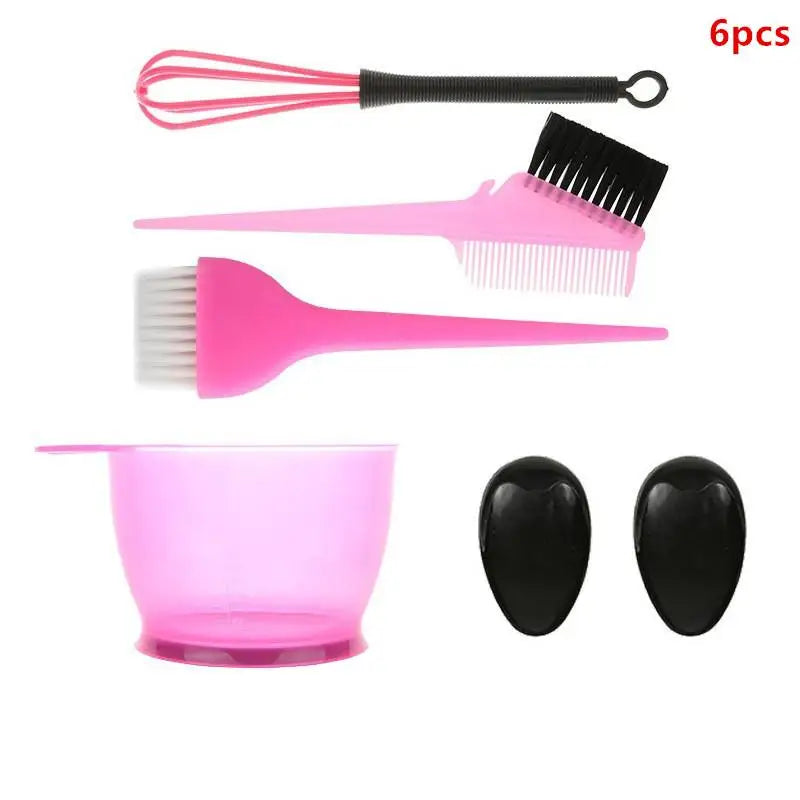 4 Hair Dye Brush Bowl Ear Caps Mixer Tint Dying Coloring Applicator Qme Pink