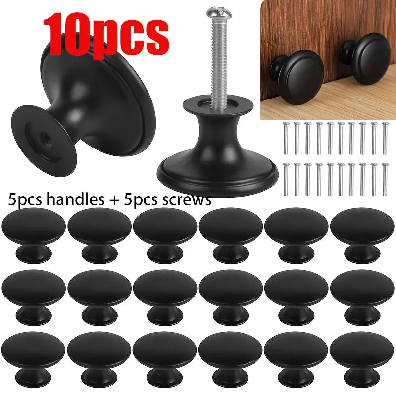 5 Knobs + 5 Screws Round Alloy Handle with Screw ,Suitable for Kitchen, Bathroom And Bedroom Drawers And Doors, Handles Qme 5 knobs 5 screws