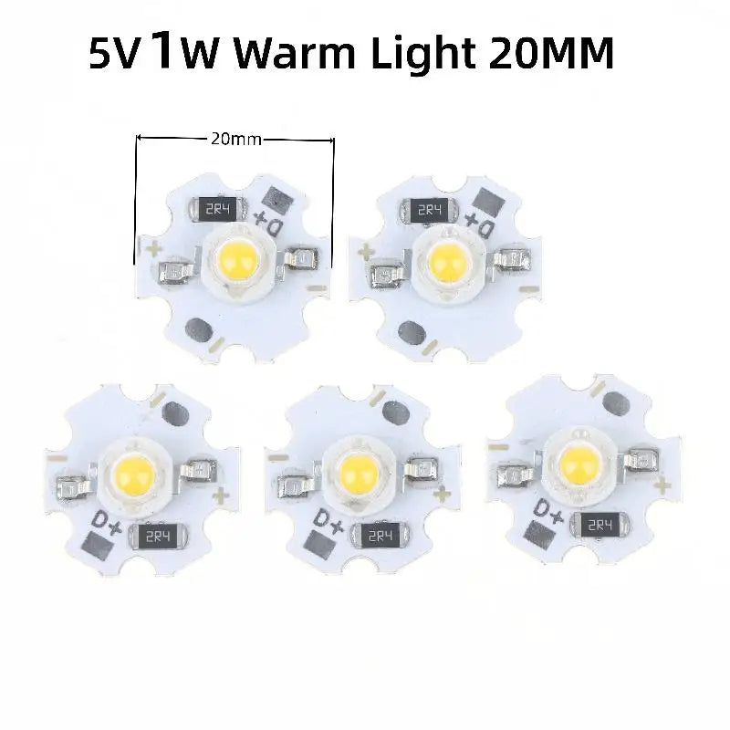 5/10Pcs 16mm 20mm LED Lamp Boards 1W 3W Single Color 5V 12V Warm Neutral White Spotlights Downlights Sunset Lights Qme Warm 5V 1W 5pcs