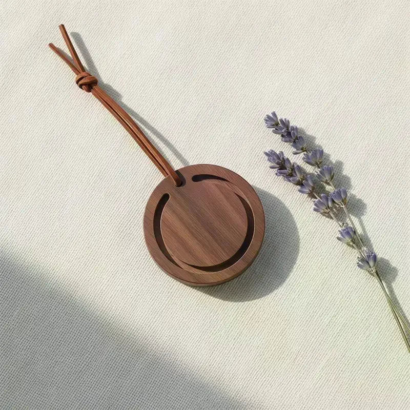 Round Premium Wood Diffuser Handmade White Wax Black Walnut Elegant Qme