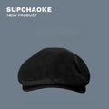 Korean Vintage Beret Cap Men Women British Painter Daily Travel Party Qme black