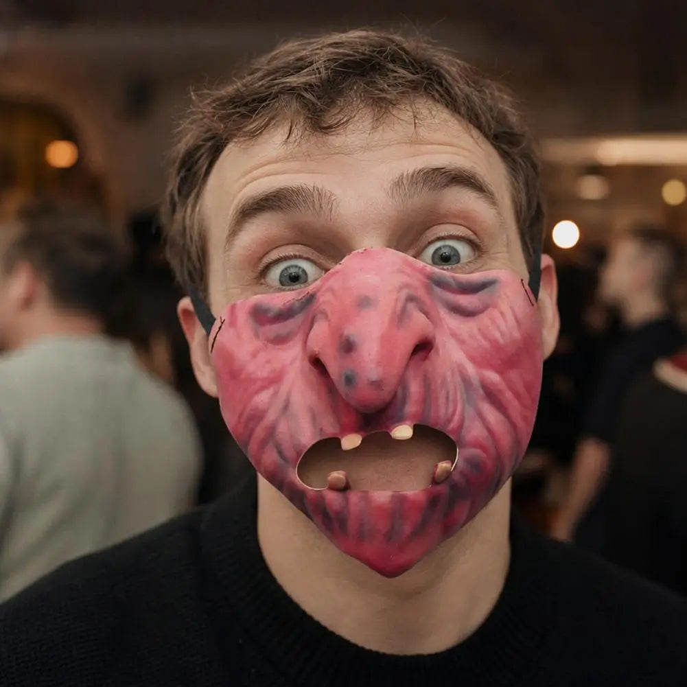 Latex Half Face Masks Humorous Elastic Band Horrible Scary Cosplay Qme