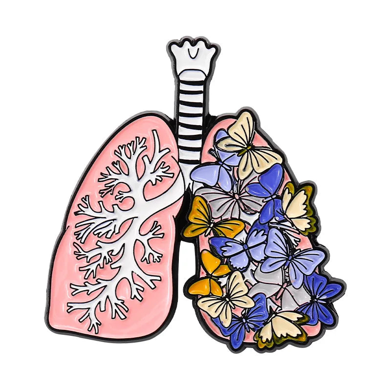 Organs Flower Enamel Pin Body Internal Heart Brain Lung Plant Butterfly Brooch Lapel Badge Medical Jewelry Punk Gift Wholesale Qme style 4