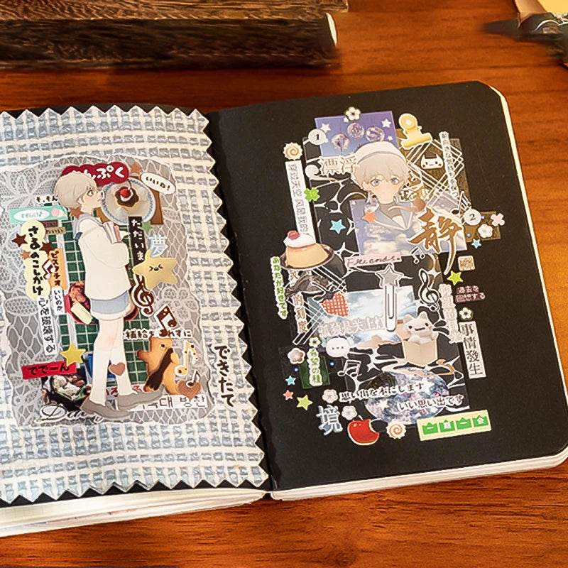 Vintage Collage Sticker Book, Artistic Film Style Journal Supplies, Versatile for Many Scenes, Essential for Craft Lovers Qme