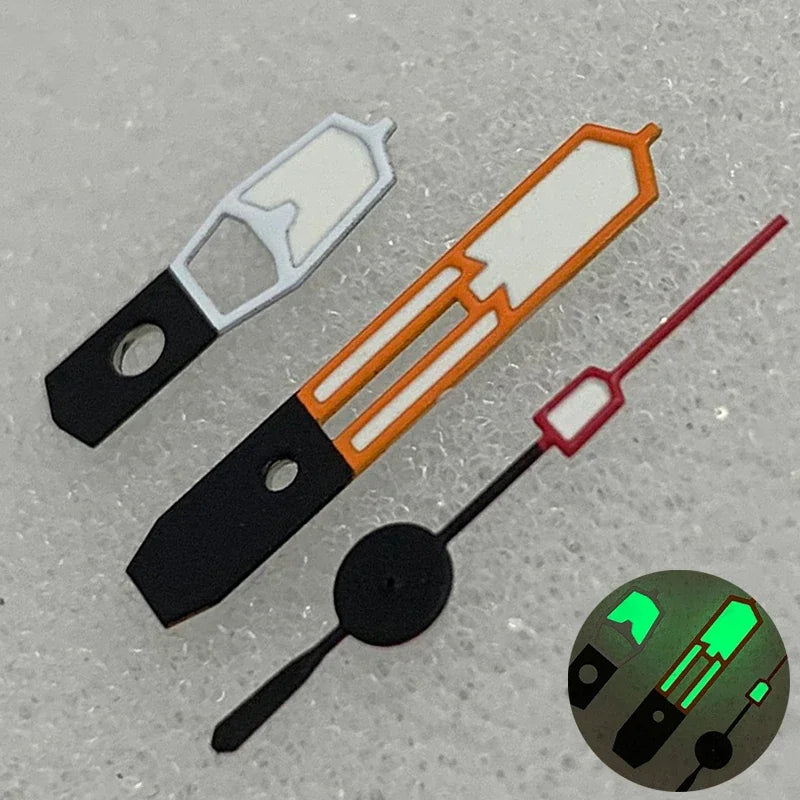 Modified Watch Accessories Orange Red White Color Matching Hands Green Luminous Hands for NH35/36/4R7S Movement Qme ORW