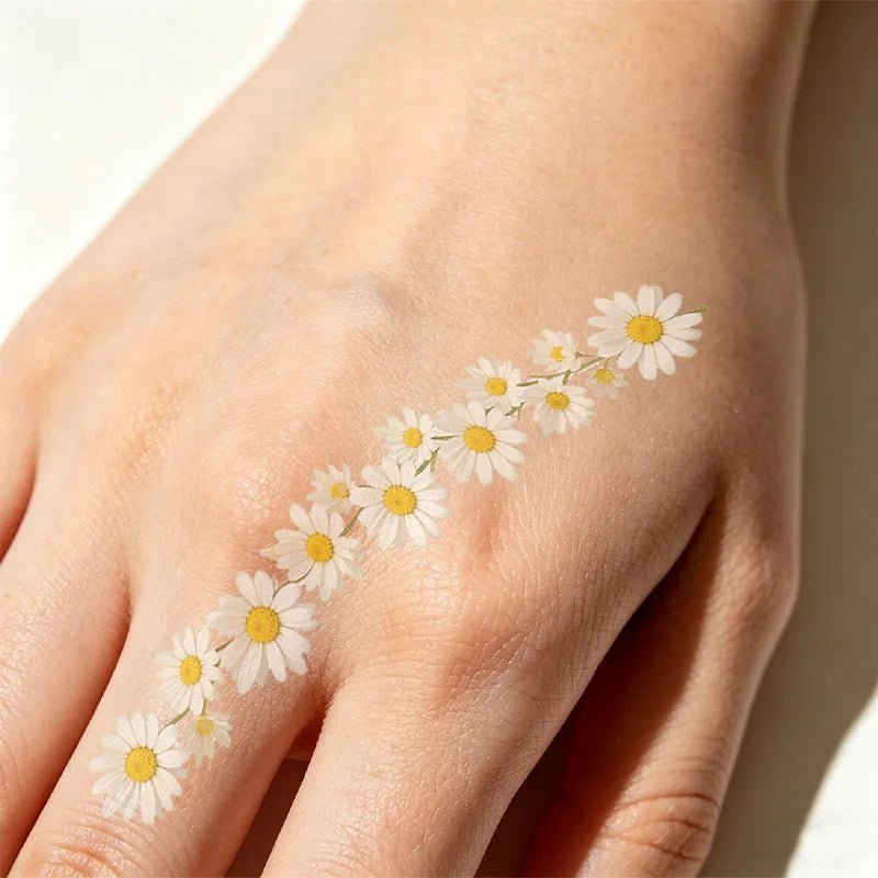 Sunflower ring/bracelet/finger tattoo stickers, waterproof, long-lasting, colorful, cute cartoon anklet/anklet stickers. Qme