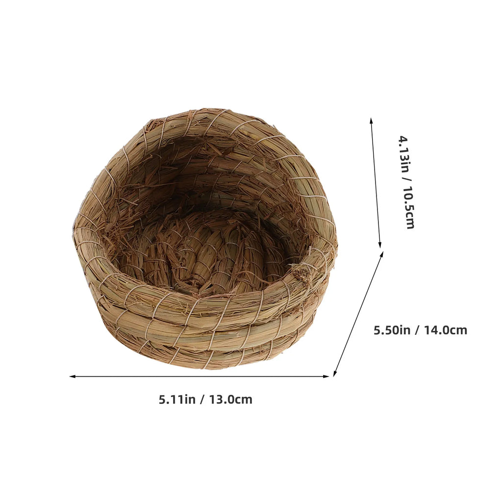3Pcs Handwoven Straw Bird Nest 5.5 Inch Cozy Breeding Nest for Finch Canary Lovebird Parrot Rabbit Guinea Pig Small Animal Qme