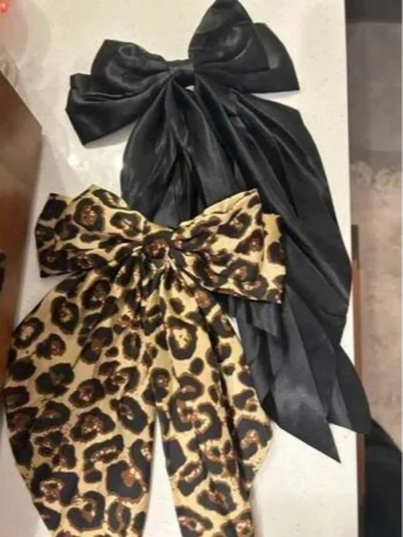 1 Black Hairpin Leopard Print Combination Girls Bow Hair Clips Qme