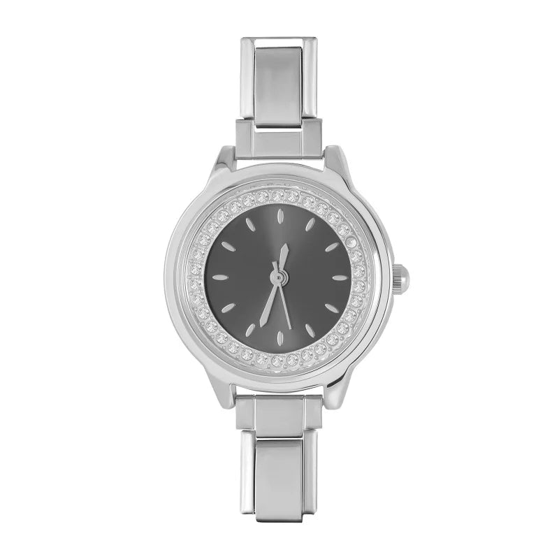 Fashion Stainless Steel Round Simple Watch Bracelet Bangle For Friend Wife Birthday Gift Jewelry Shiny Zircon Watch Wholesale Qme S 37