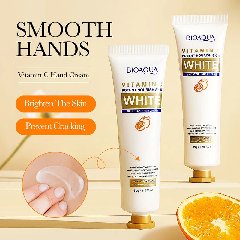 BIOAQUA Vitamin C Whitening Hand Cream Hands Moisturizing Anti Wrinkles Anti-Aging Hand Skin Care Products Qme