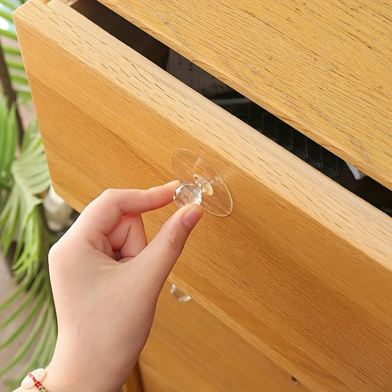 Self Adhesive Cabinet Drawer Handle Without Drilling Transparent Acrylic Handle Hook Window Opener Suitable for Kitchen Cabinets Qme