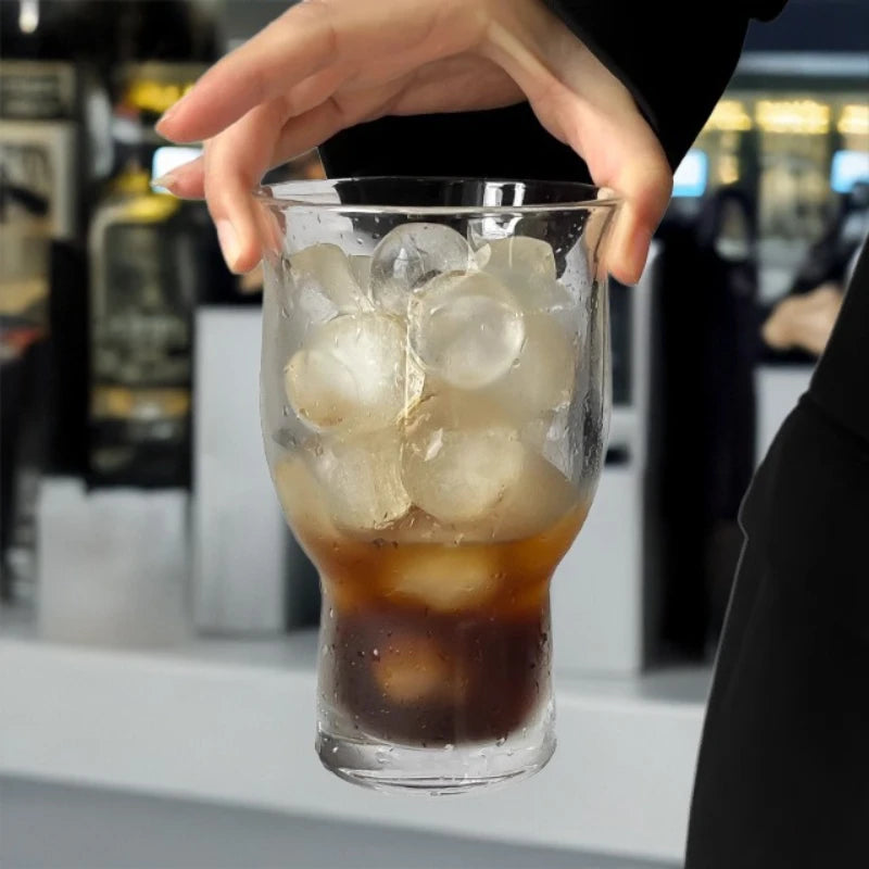 Large Capacity Transparent Wide-mouth Glass Iced Americano Coffee Cup Qme