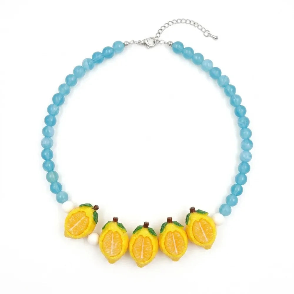 Simple Layered Beads Fruit Necklace Stackable Blueberries Multi Layer