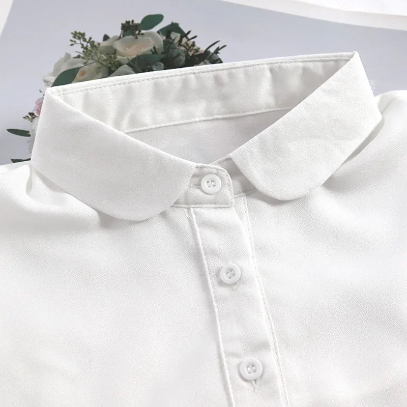 Detachable Cotton Lapel Shirt Fake Collar Solid False Blouse Neckwear Qme A China Mainland