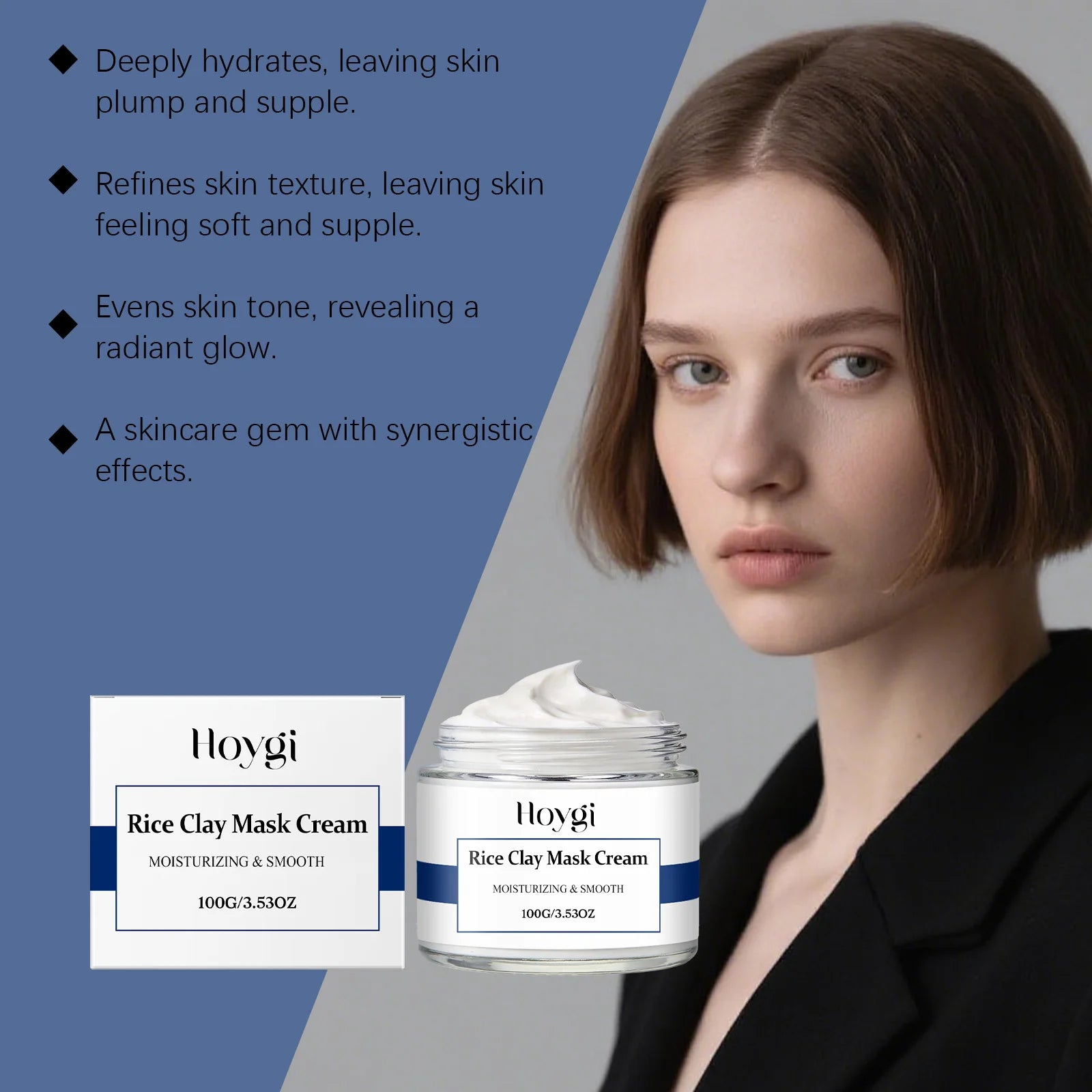 Smoothing Rice Clay Mask Cream Brightening Pore Cleansing Hydrating Mask Even Skin Tone Controls Oil Nourishing Face Mask Qme