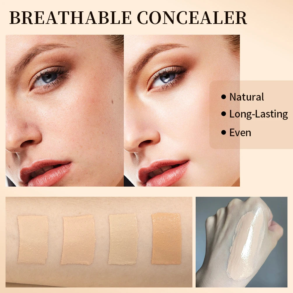 QIBEST 4 Colors Matte Liquid Foundation Hydrating Nourishing Full Coverage Blemish Brighten Concealer Base Maquiagem New Makeup Qme