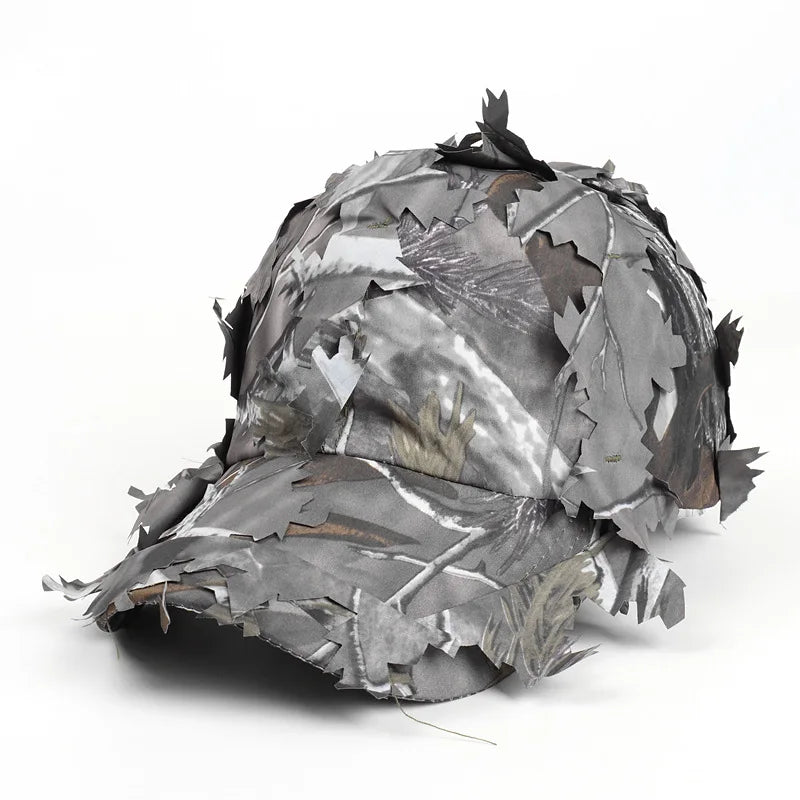 Tactical Camo Baseball Cap Army Green Leaf Print Bendable Brim Soft Qme GRAY