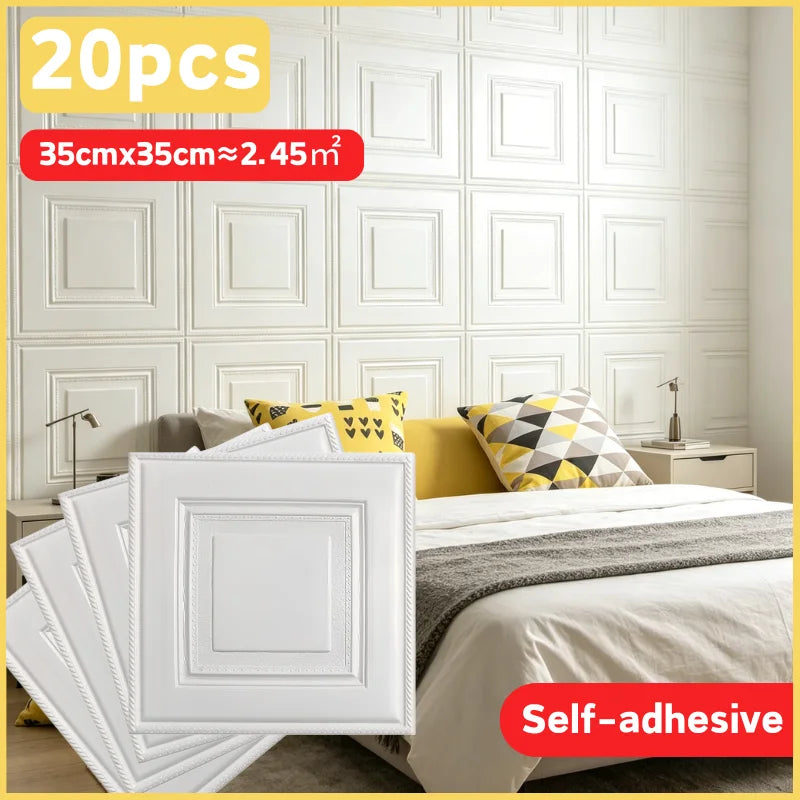 Warm Indoor Foam Wallpaper 35cmx35cm Self Adhesive Anti-collision Waterproof Wall Sticker Ceiling Bedroom Wall Art Decor Qme