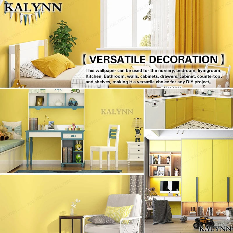 Yellow Peel Stick Wallpaper Vinyl Removable Wall Paper Self-adhesive Qme