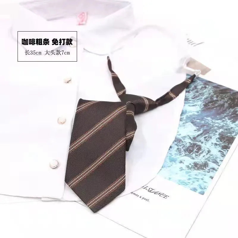 Mens Necktie Stripe Ties Man Women Jacquard Woven Brown Coffee Neck Qme stx-1
