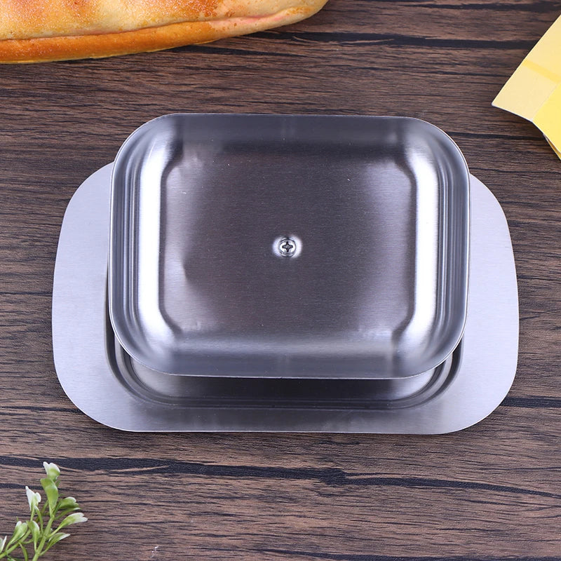 Retro French Butter Box Storage Tray Tableware Stainless Steel Dish Qme