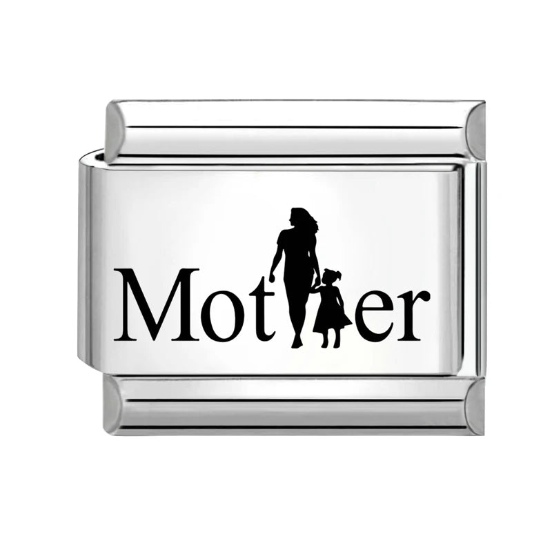 Wholesale 2026 Women Men Girls Best Dad Charm Italian Link Fit 9mm Bracelet Stainless Steel DIY Making Jewelry Gift Dropshipping Qme Style 12