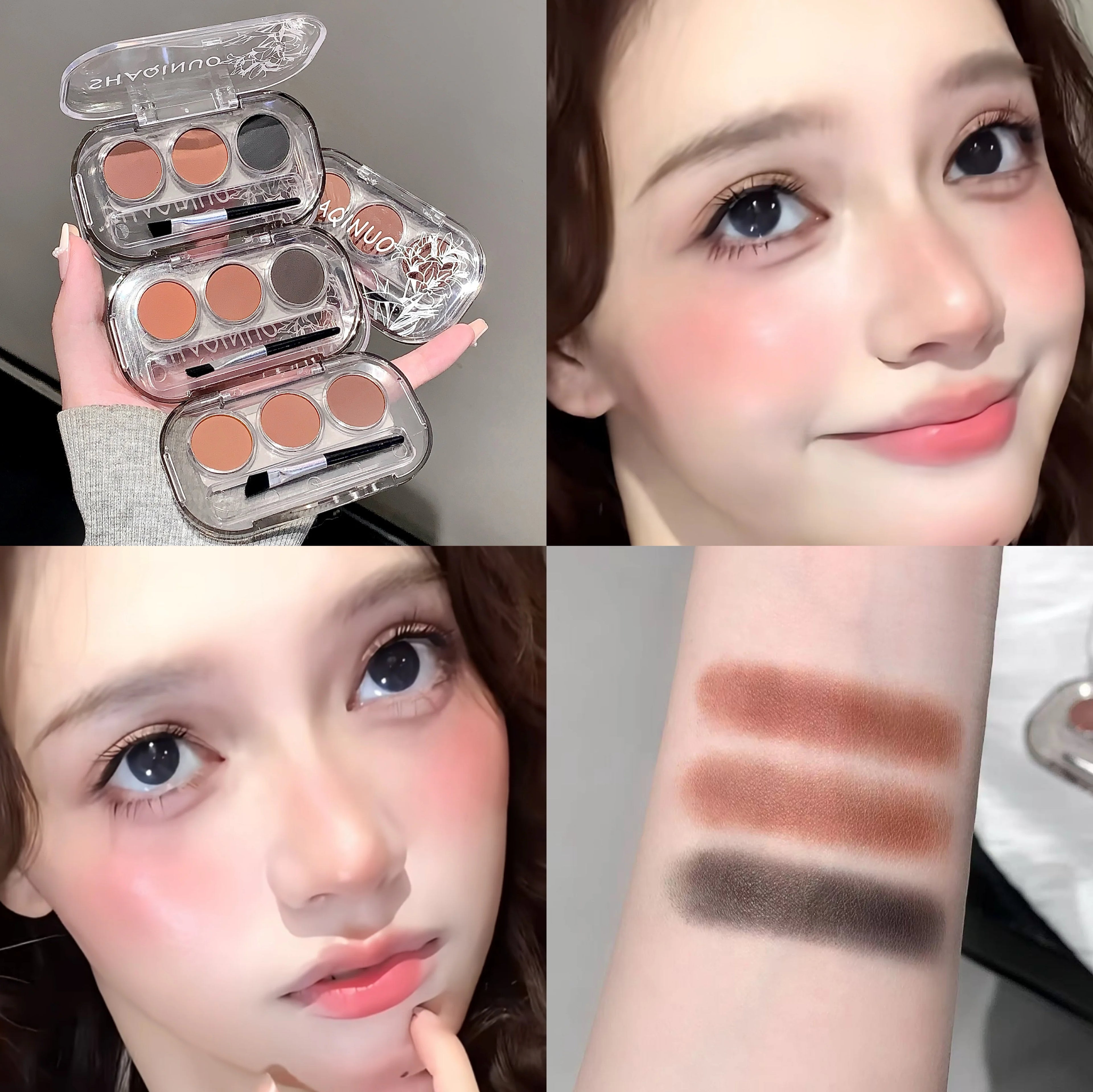 SHAQINUO 3-Color Eyebrow Powder Waterproof Sweatproof Long-lasting Qme