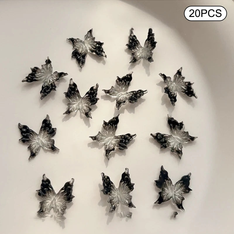 3D Gradient Butterfly Nail Accessory Resin Drill Decoration Wearing Qme black white