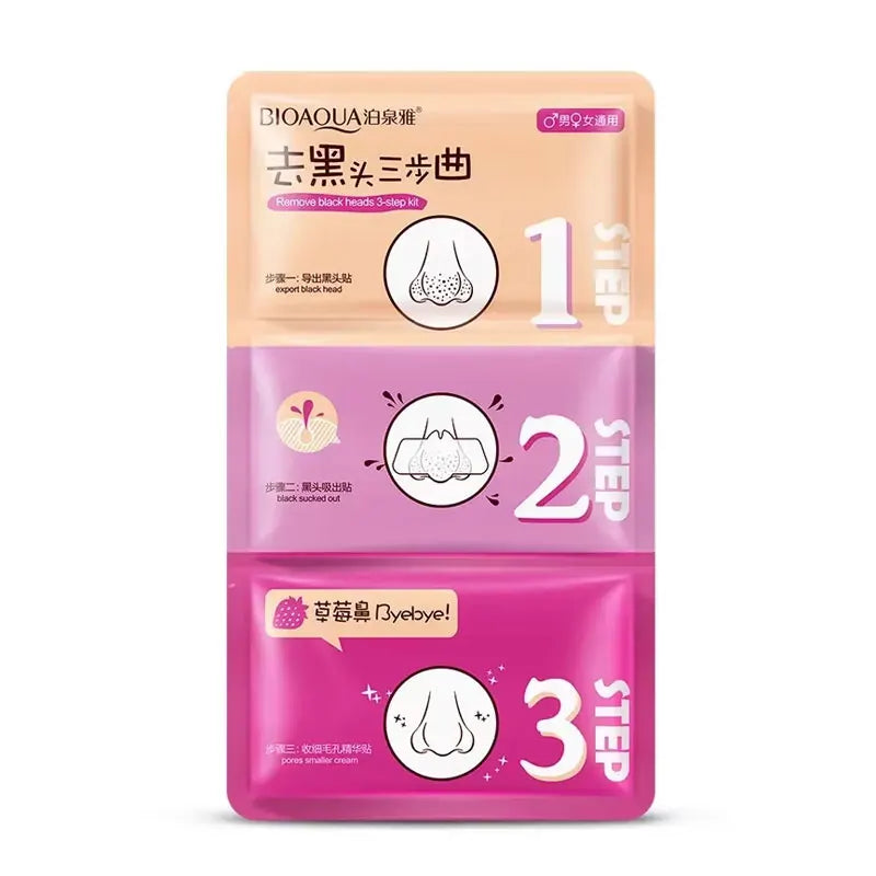 3 Steps Kit Blackhead Remover Shrink Pores Nasal Paste Deep Cleaning Nose Masks Facial T Area Care Moisturizing Beauty Skin Care Qme 2pcs