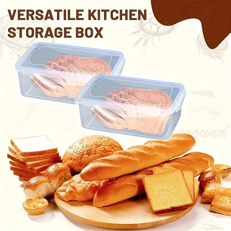 Lid Loaf Bread Container Kitchen Organizer Plastic Storage Box Qme