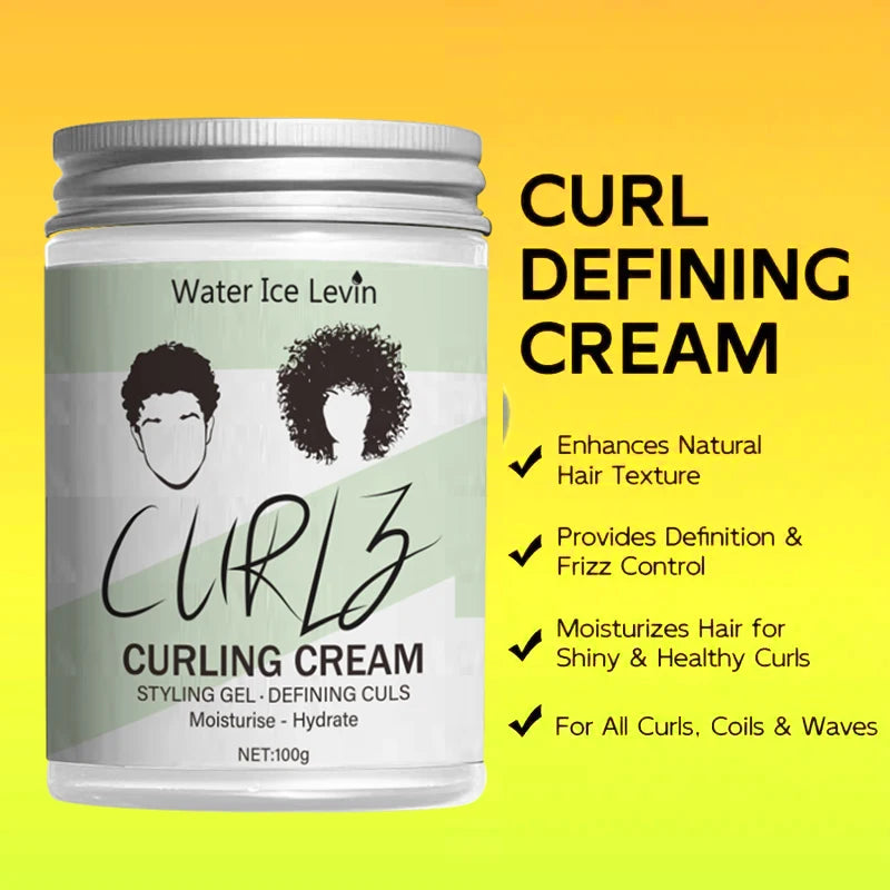 Curry Curling Cream Styling Hair Mask—Hair Care and Moisturizing Hydrate, Nourishes and Cares for Your Hair, Giving You a Radiant Shine/100G Bottle/Suitable for Travel Qme