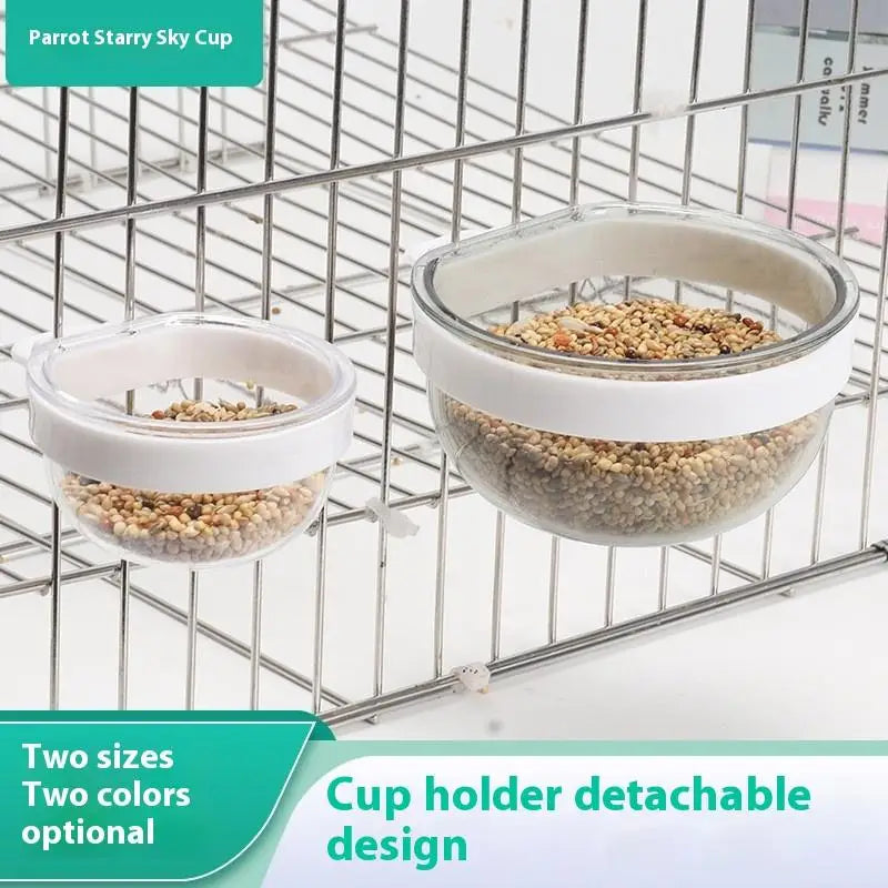 Cage Convenient Hanging Seed Water Feeder Parrots Bird Feeding Bowl Qme