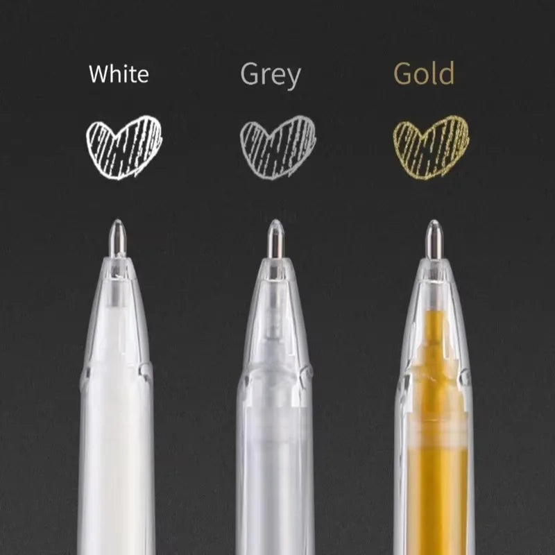 3Pcs/Set 1.0mm Highlight Marker Pen White/Gold/Silver Ink Large Capacity Gel Pen For Drawing Art Supply Sketch Paint Pen Qme