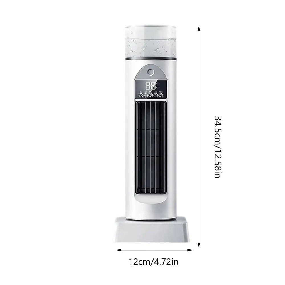 Tower Fan 6-Speed Bladeless Silent Summer Blower with Water Tank 110 Degree Oscillating Fan for Bedroom for Dorm Kitchen Office Qme White