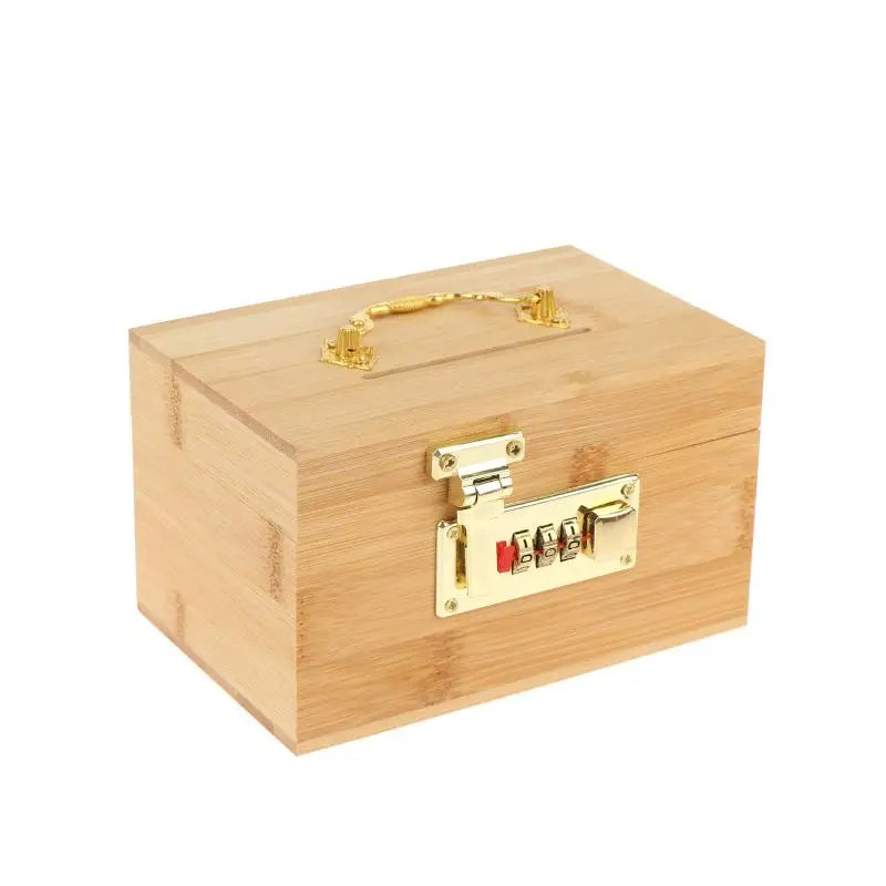 Decorative Secure Lock Home Storage Gadget Safe Anti-theft Wooden Qme Wood color