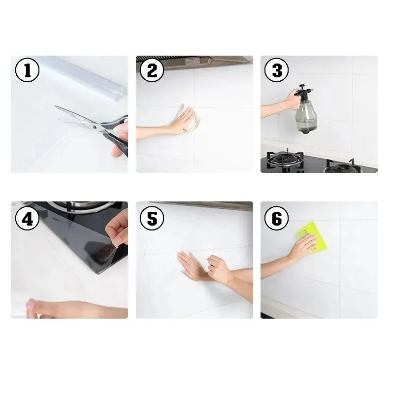 Transparent Wallpaper Waterproof and Oil resistant Non adhesive Electrostatic Wall Stickers for Kitchen Background Decoration Qme