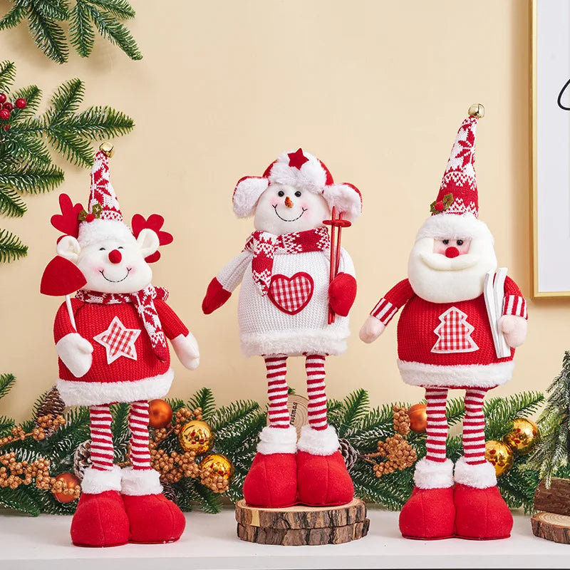 Retractable Santa Doll Knit Sweater Long Leg Ski Figure Christmas Qme