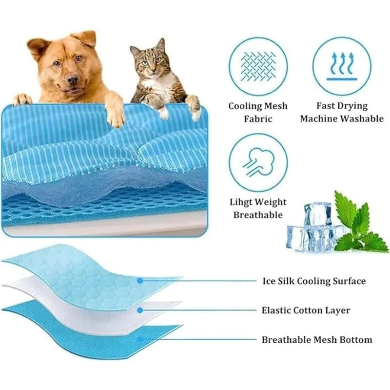Summer Pet Cooling Mat Self Pad Dog Cat Waterproof Sleeping Bed Qme