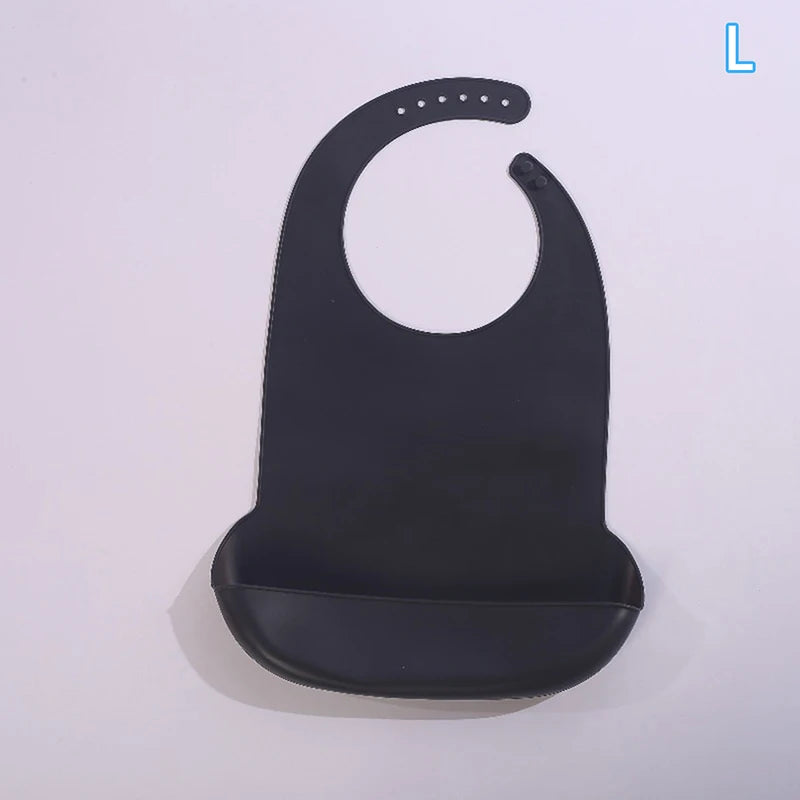 Silicone Bib Protector Waterproof Adult Mealtime Anti-oil Disability Qme L Black