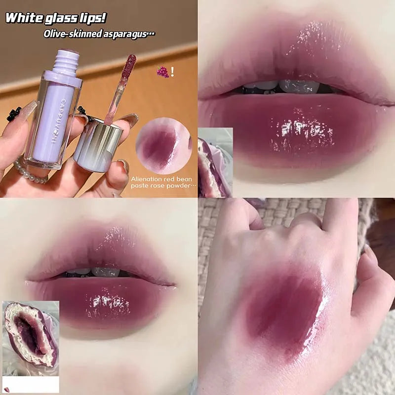 Strawberry Lip Gloss Glass Mirror Shine Lip Tint Hydrating Long Lasting Lip Makeup Non-Sticky Water Glossy Liquid Lipsticks Qme 11