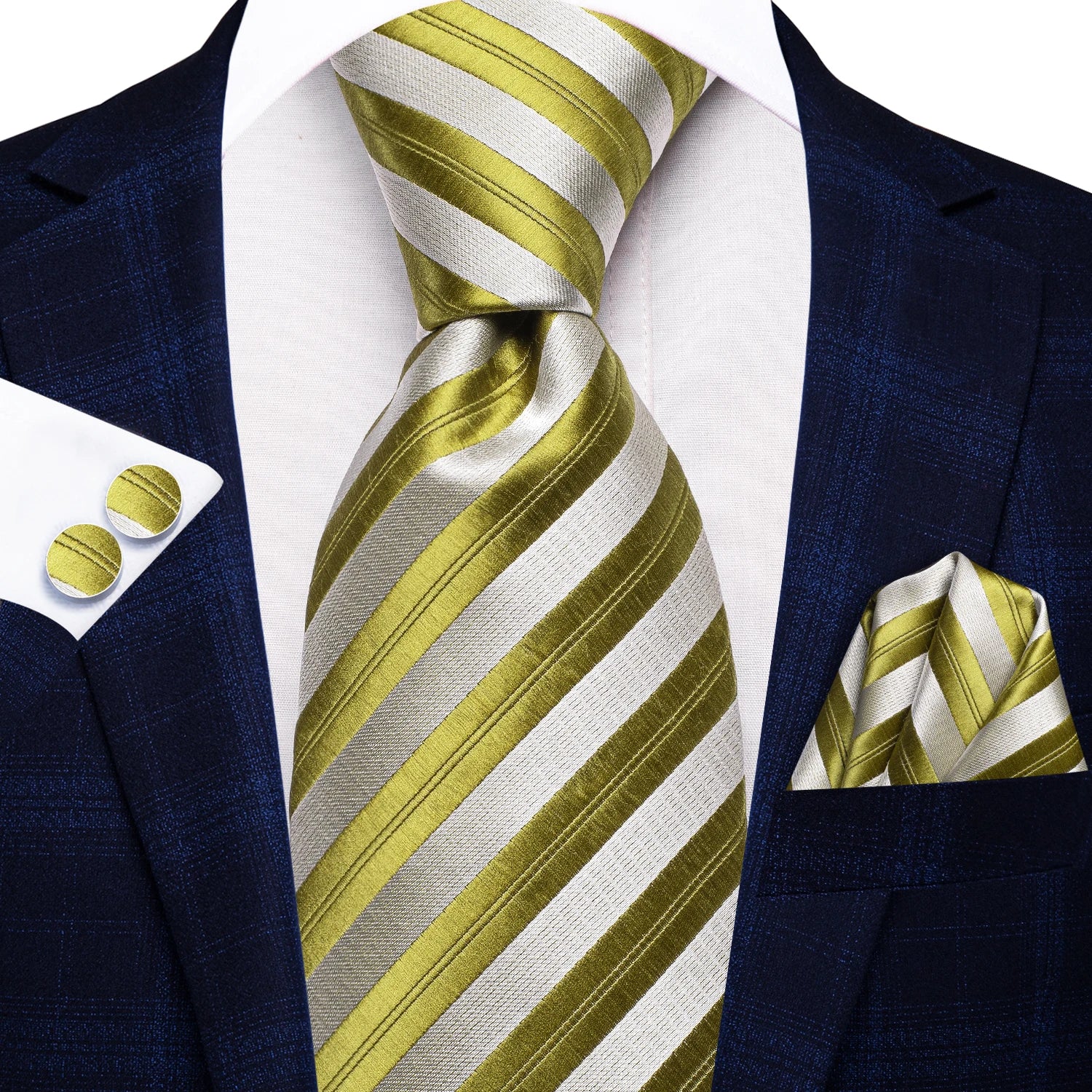 Black Green Striped Ties Men Wedding Accessories Mens Necktie Pocket