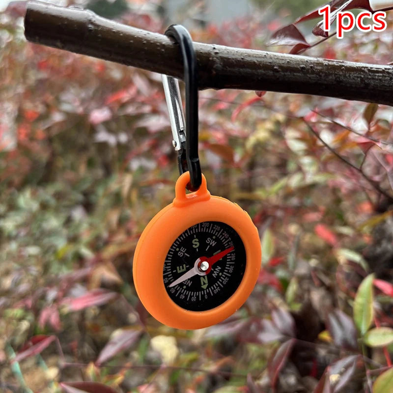 1 Bushcraft Compass Carabiner Hook Life Silicone Camping Pocket Qme 1pcs Orange